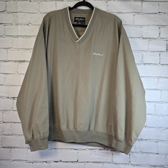 EDDIE BAUER GOLF WINDBREAKER PULLOVER DARK KHAKI MENS XL - Picture 1 of 5